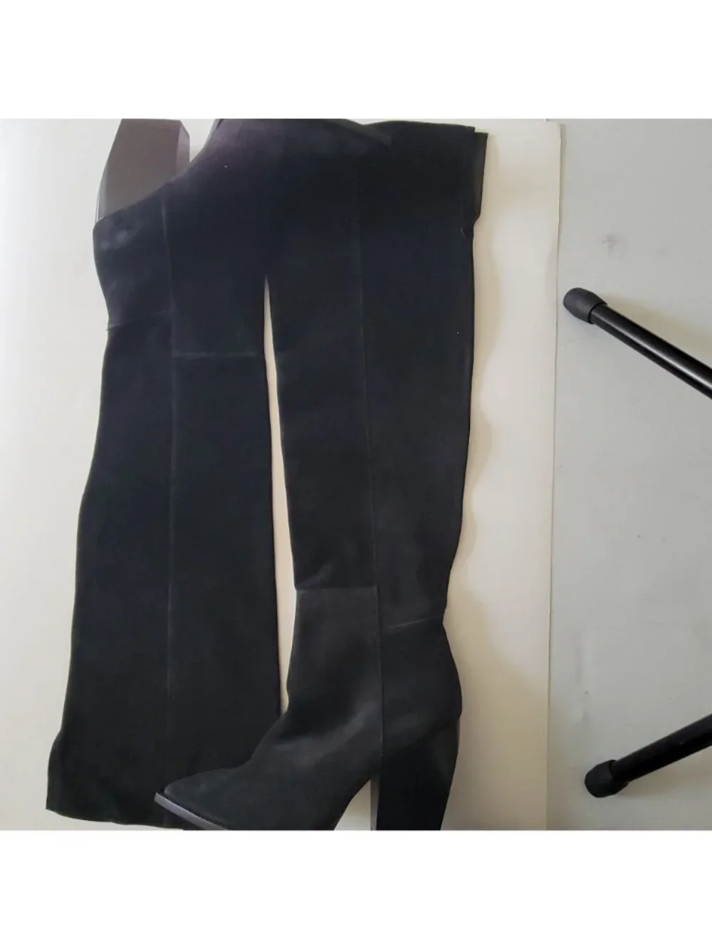 NEW ALLSAINTS Riena Over The Knee Boots Black Suede Whimsygoth Emo Womens 10